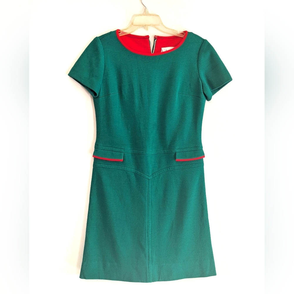 Leslie Fay Vintage 60's Dress Size M Green & Red Holiday Christmas